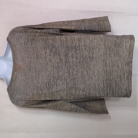 Joe Fresh Metallic Gold Semi Sheer Bracelet Sleeve Blouse Size Extra Small - Picture 4 of 6